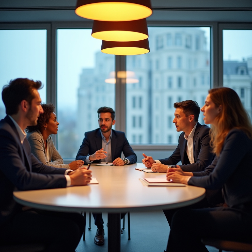 Sesiune de mentorat de grup cu profesioniști tineri în discuție