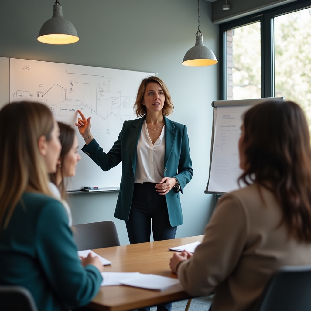 Mentor care facilitează o sesiune de grup profesional